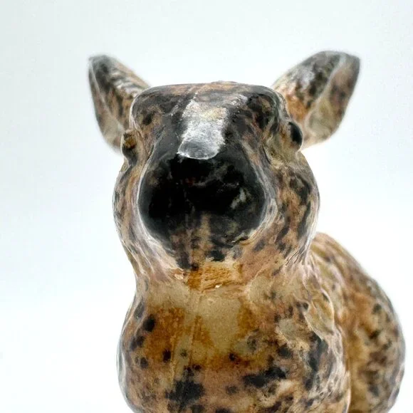 Brown Bunny Rabbit Miniature Figurine Glazed Vintage Ceramic Mottled - Picture 6 of 8